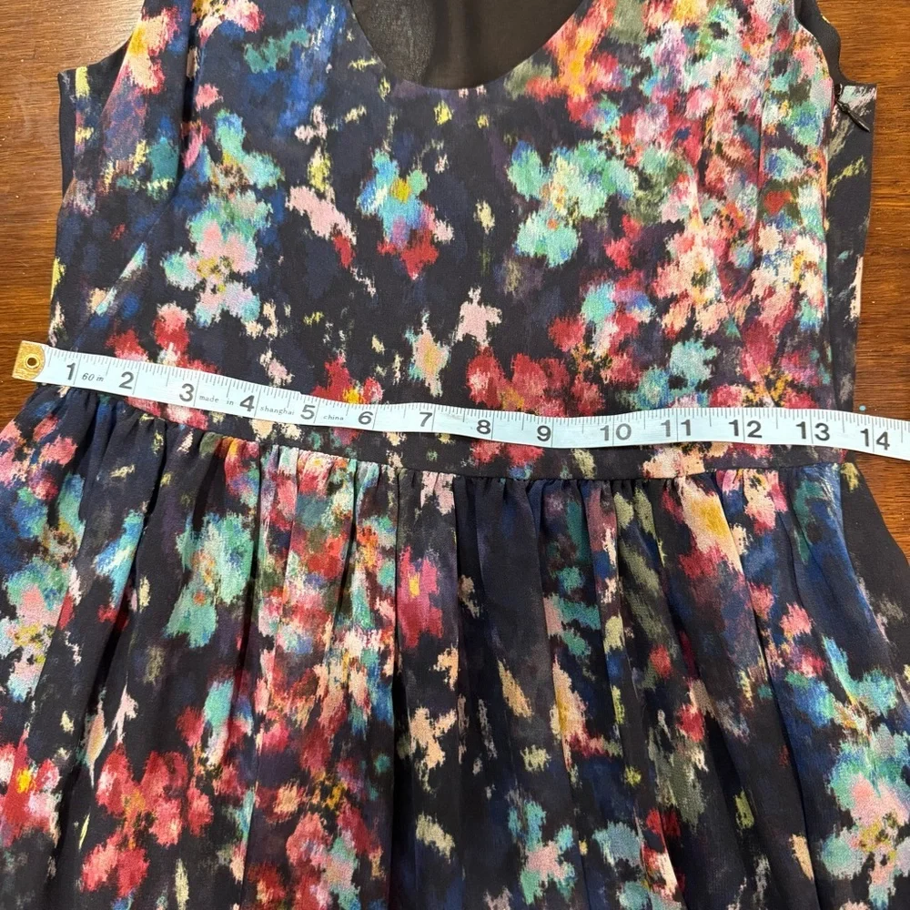 ZARA WOMAN Sleeveless Dress Fit & Flared Midnight Blue w/Floral Size S High Low